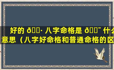 好的 🌷 八字命格是 🐯 什么意思（八字好命格和普通命格的区别）